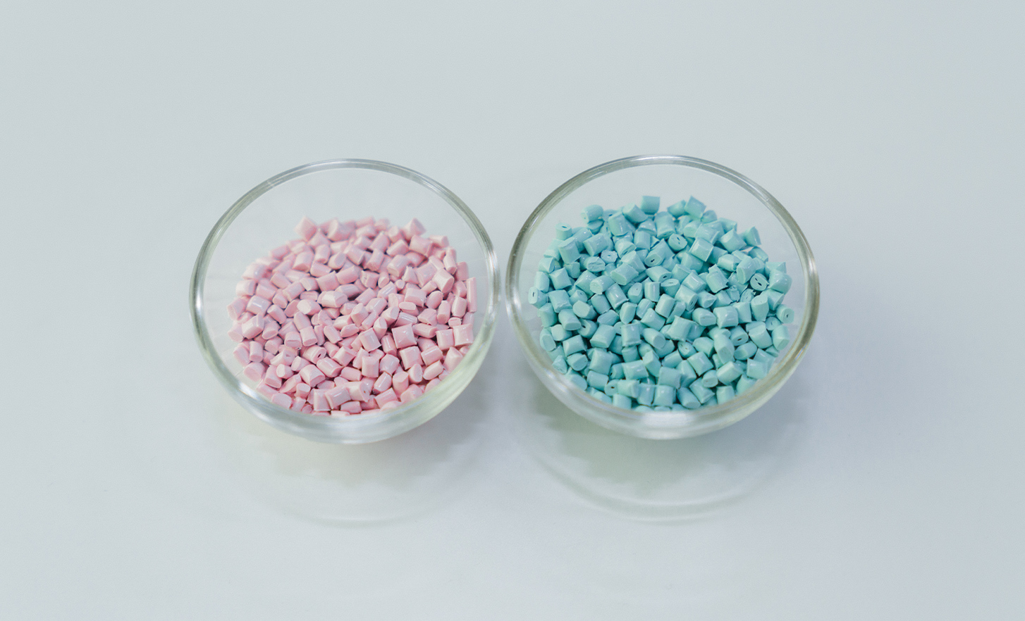 Light pink and blue recycled plastic material