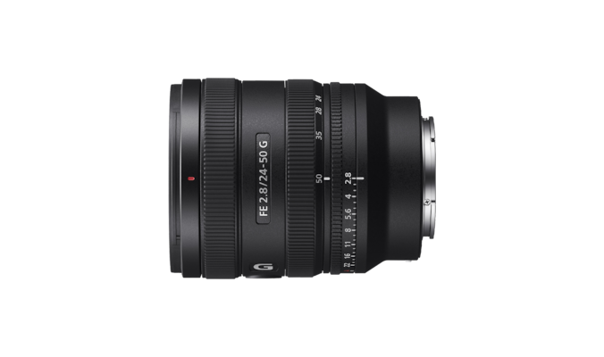 A product image showing the left-side view of the lens