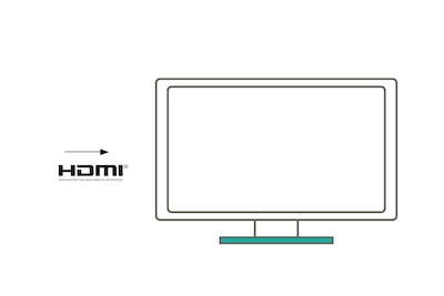 Illustration of a TV with an arrow pointing to it on the left and a HDMI logo