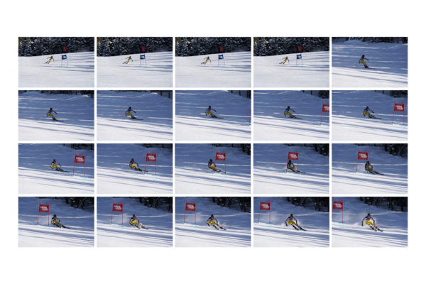 20 consecutive photos of skiers