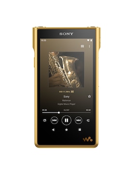 Front view of WM1ZM2 Walkman—display shows music playing interface